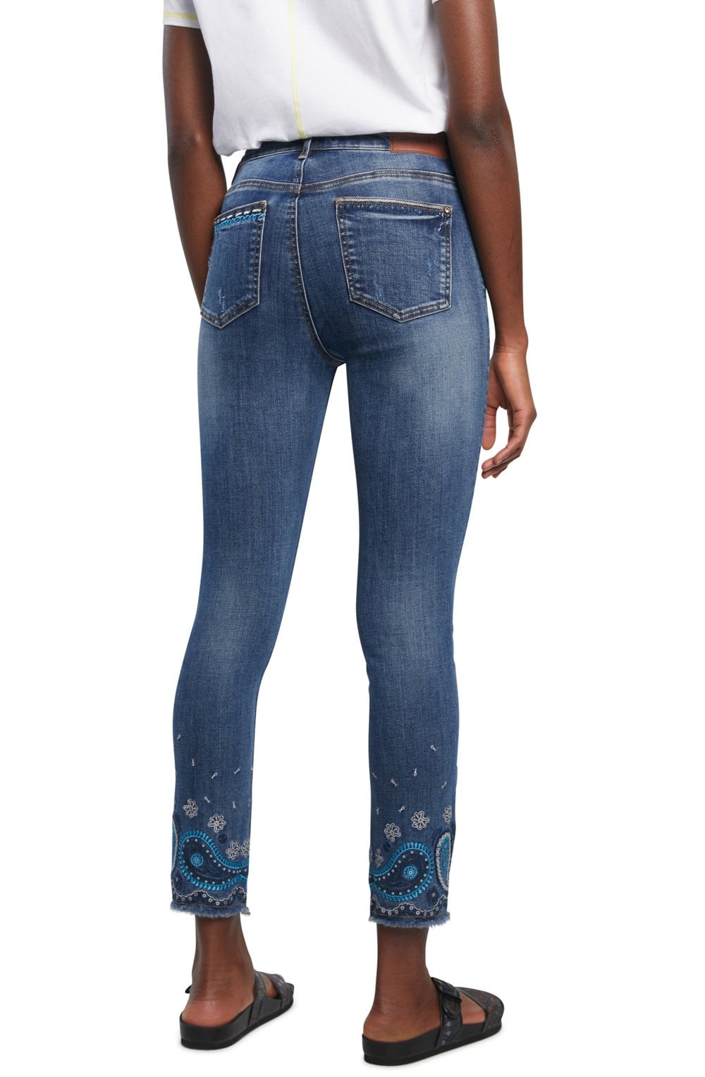 Blue Embroidered Detail Jeans