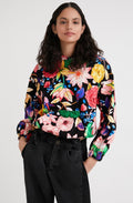 Bold Floral Print Hooded Jumper