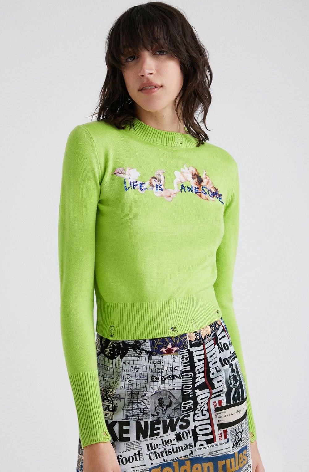 Fluor Cropped Life is Awesome Jumper