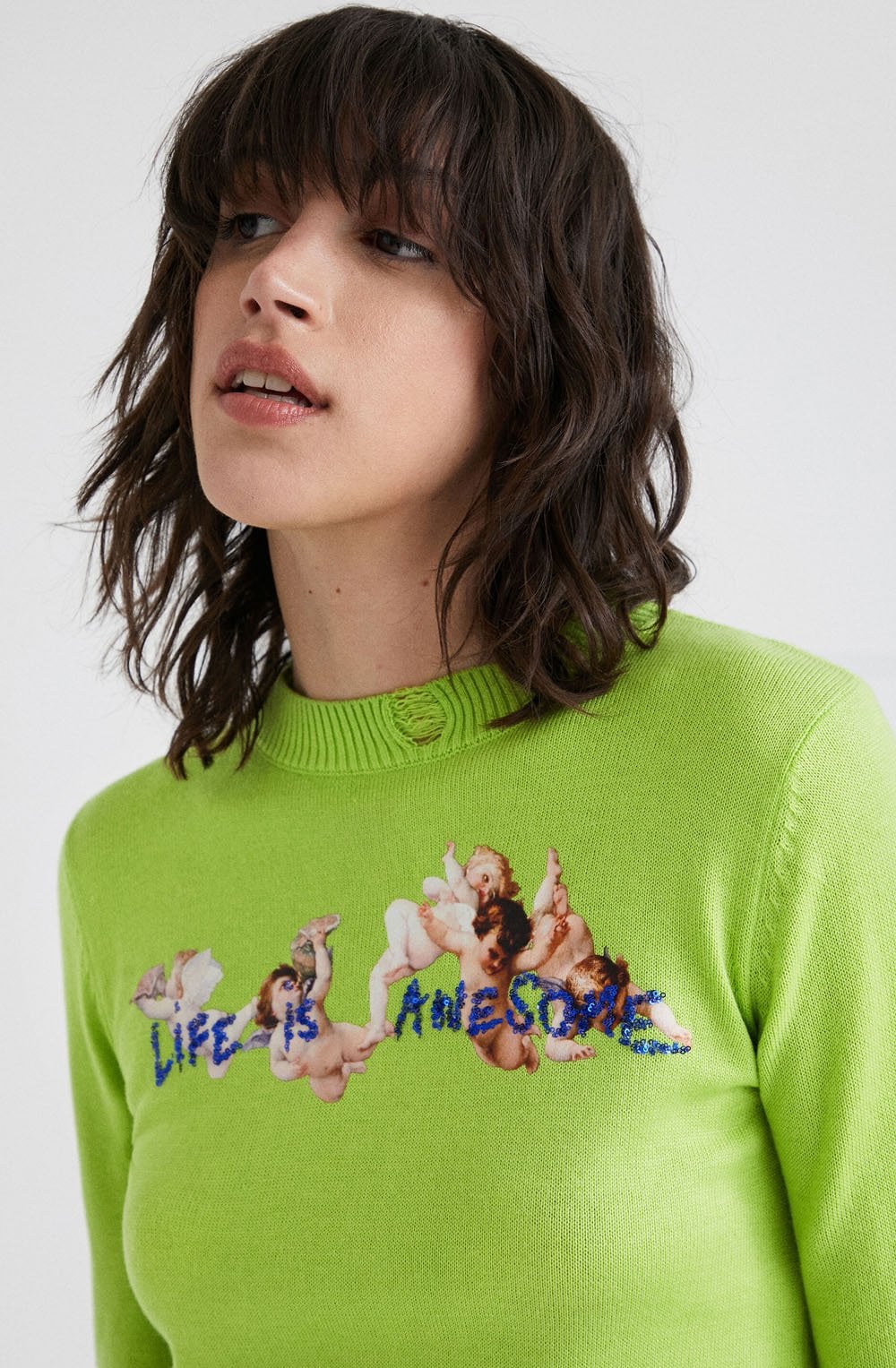 Fluor Cropped Life is Awesome Jumper