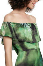 Green Tropical Print Maxi Dress