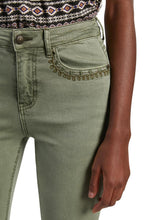 Khaki Embroidered Detail Jeans