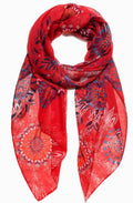 Mandala Red Patterned Scarf