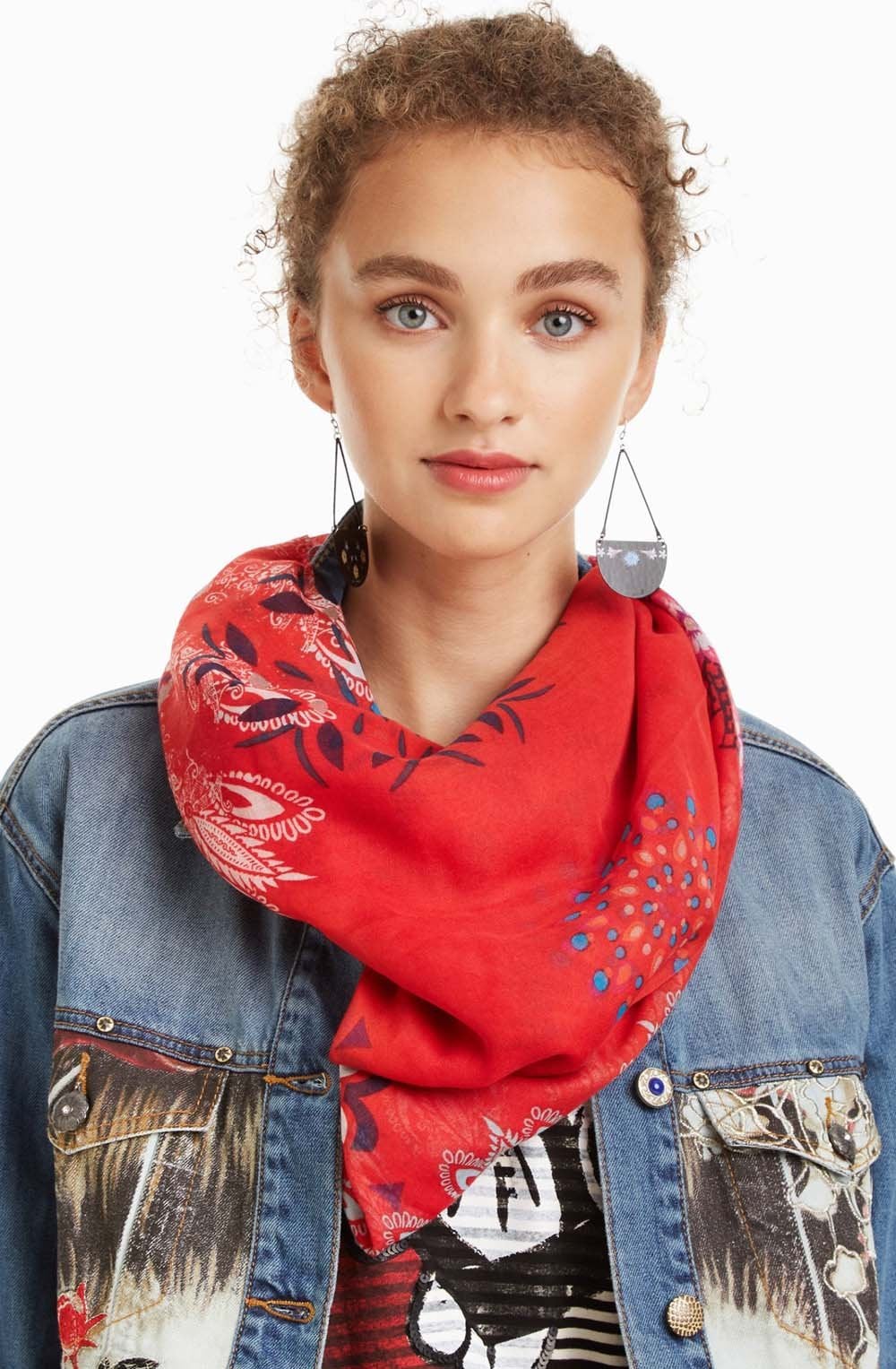Mandala Red Patterned Scarf