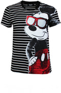 Mickey Mouse Black and White Striped T shirt