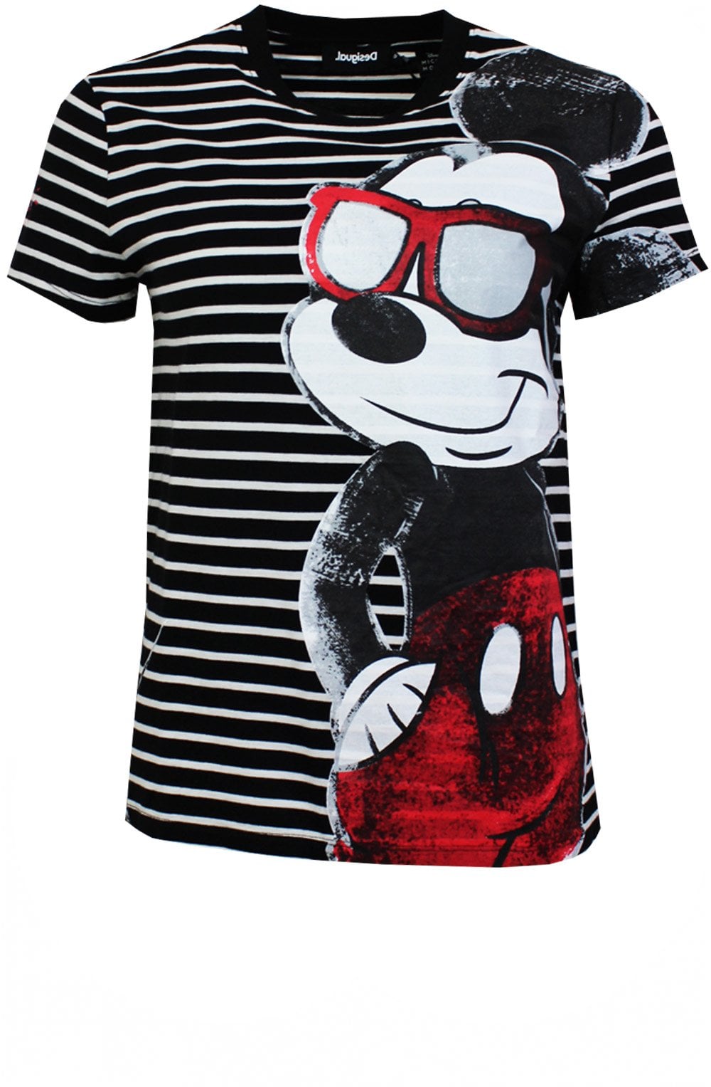 Mickey Mouse Black and White Striped T shirt
