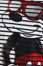 Mickey Mouse White and Navy Striped T Shirt