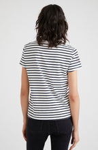 Mickey Mouse White and Navy Striped T Shirt