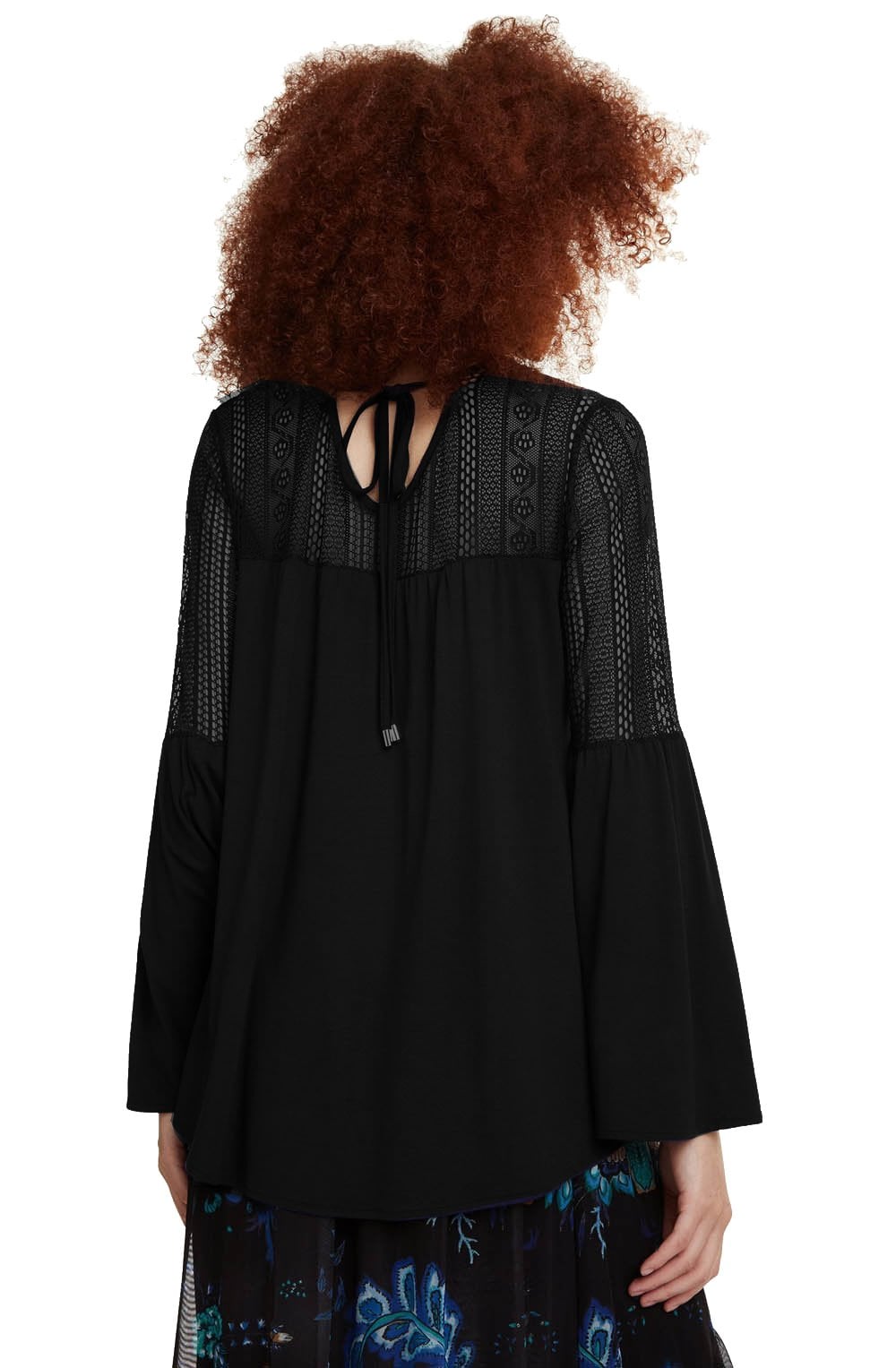 Neusifu Lace Bell Sleeve Top