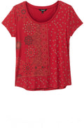 Red Jersey Patterned T Shirt
