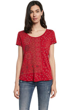 Red Jersey Patterned T Shirt