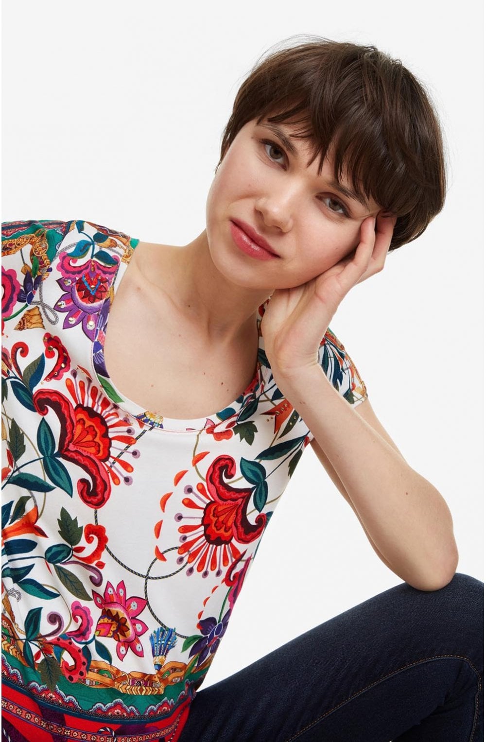 White Floral T Shirt Leonor
