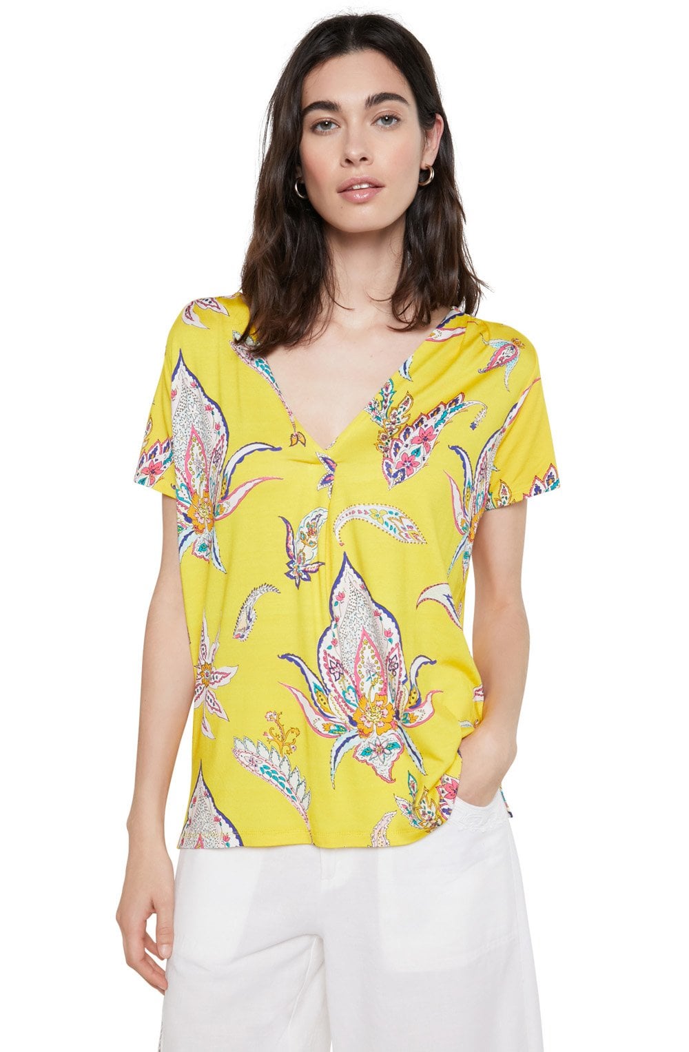 Yellow Floral Print Top