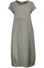 Embroidered Grey Linen Dress