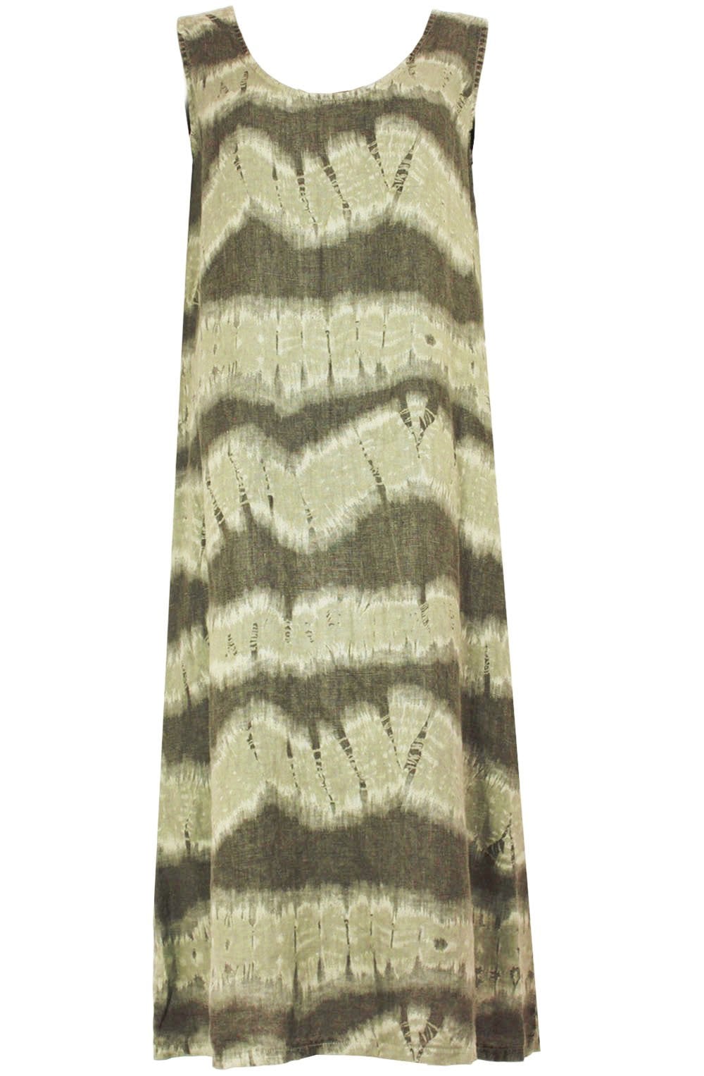 Khaki Tie Dye Linen Dress