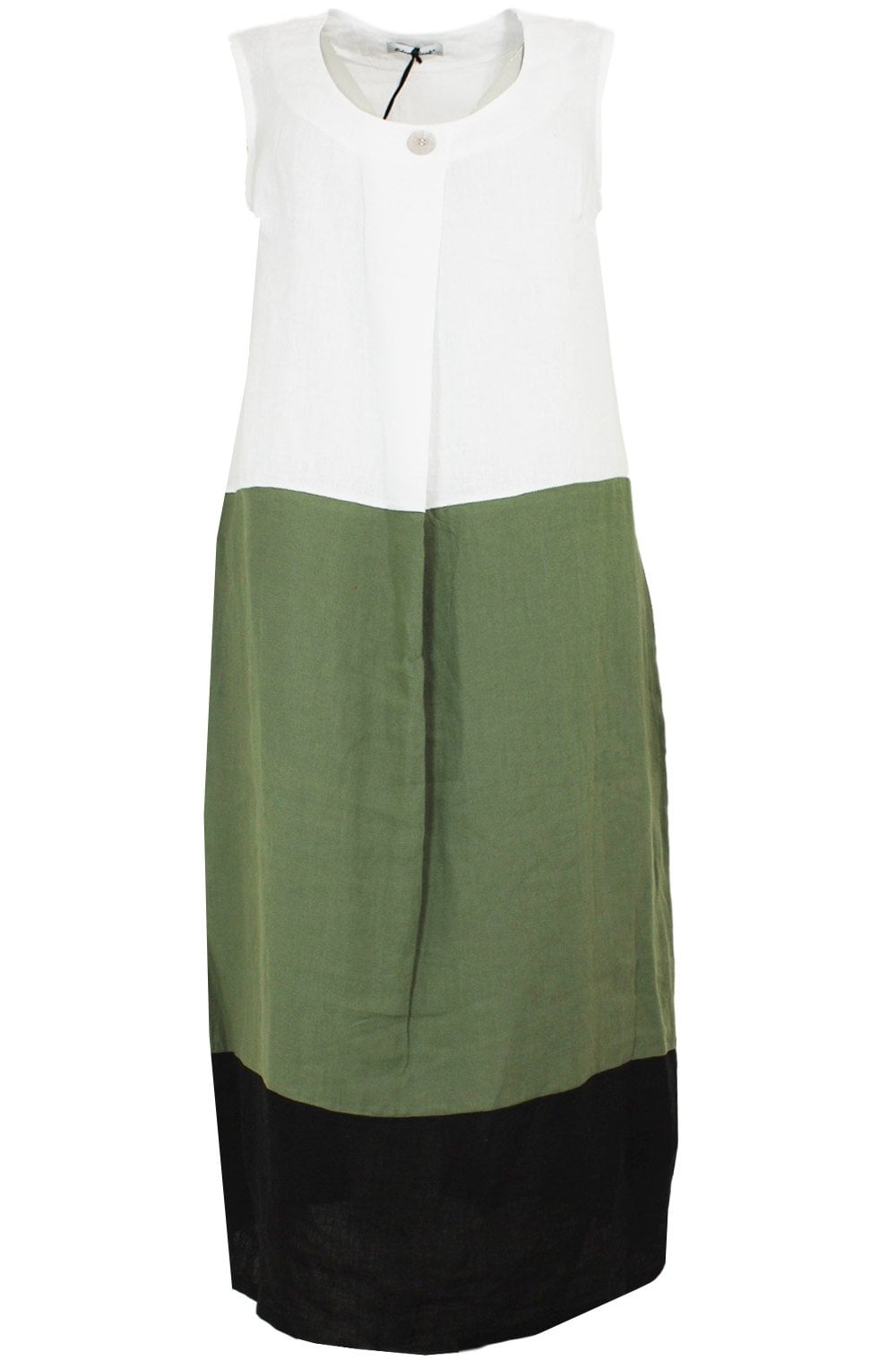 Linen Block Panel Maxi Dress