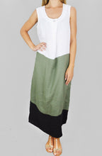 Linen Block Panel Maxi Dress