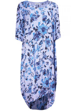 Sky Floral Print Linen Dress