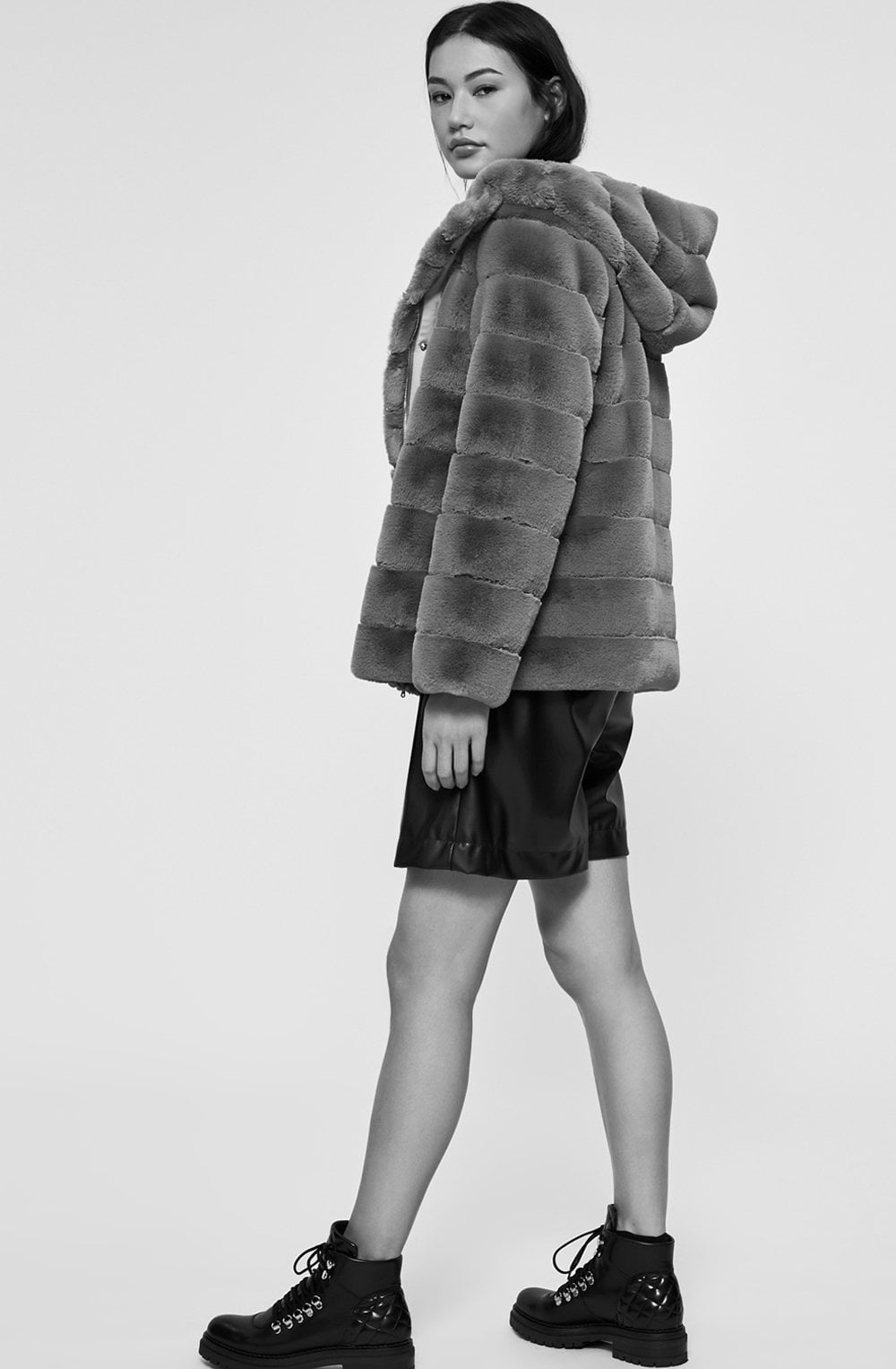 Black Faux Fur Coat