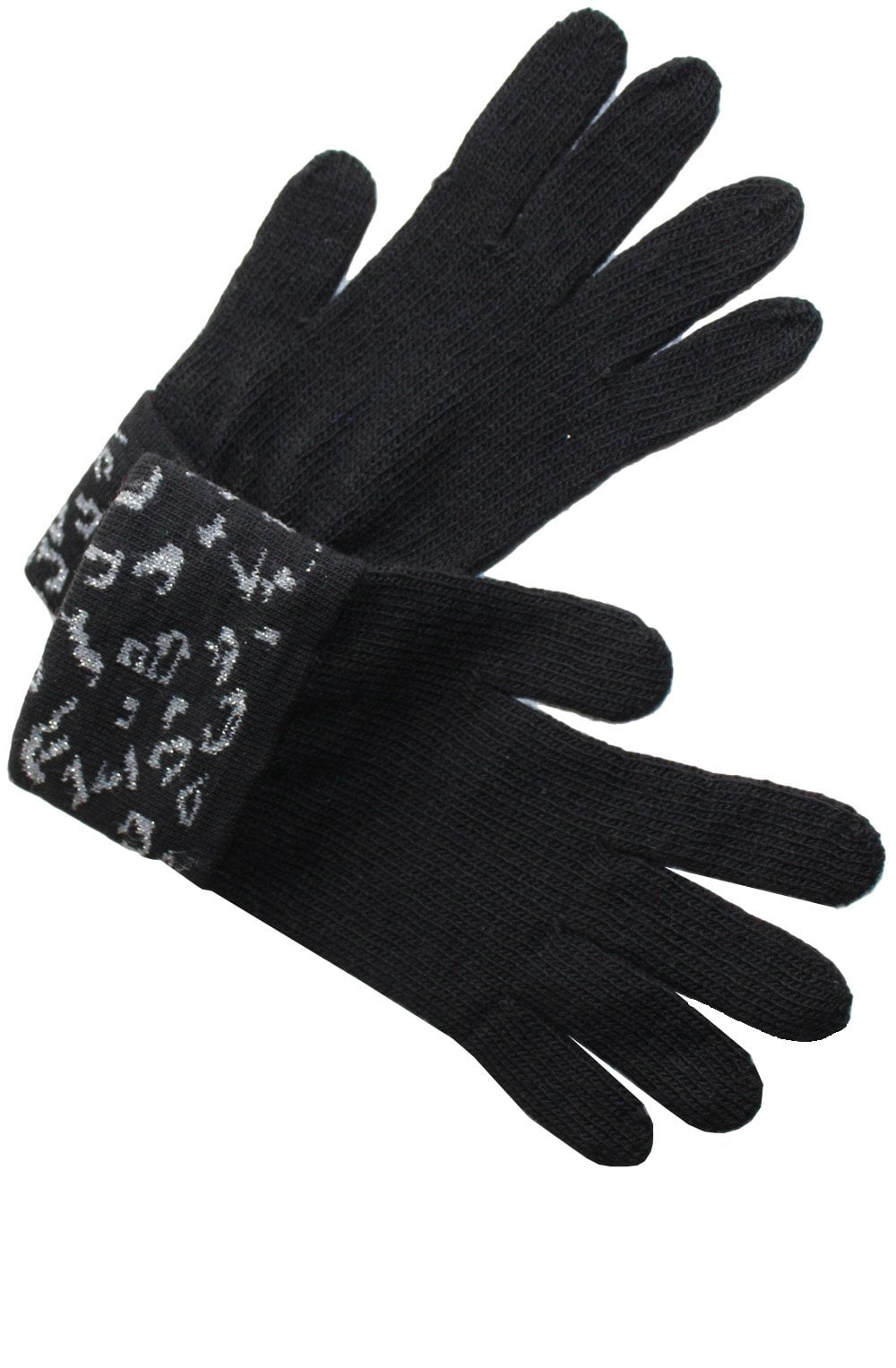 Black Metallic Detailed Gloves