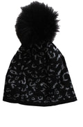 Black Metallic Pom Pom Hat