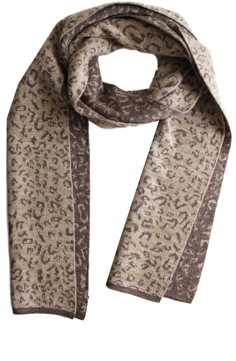 Hazelnut & Gold Patterned Scarf