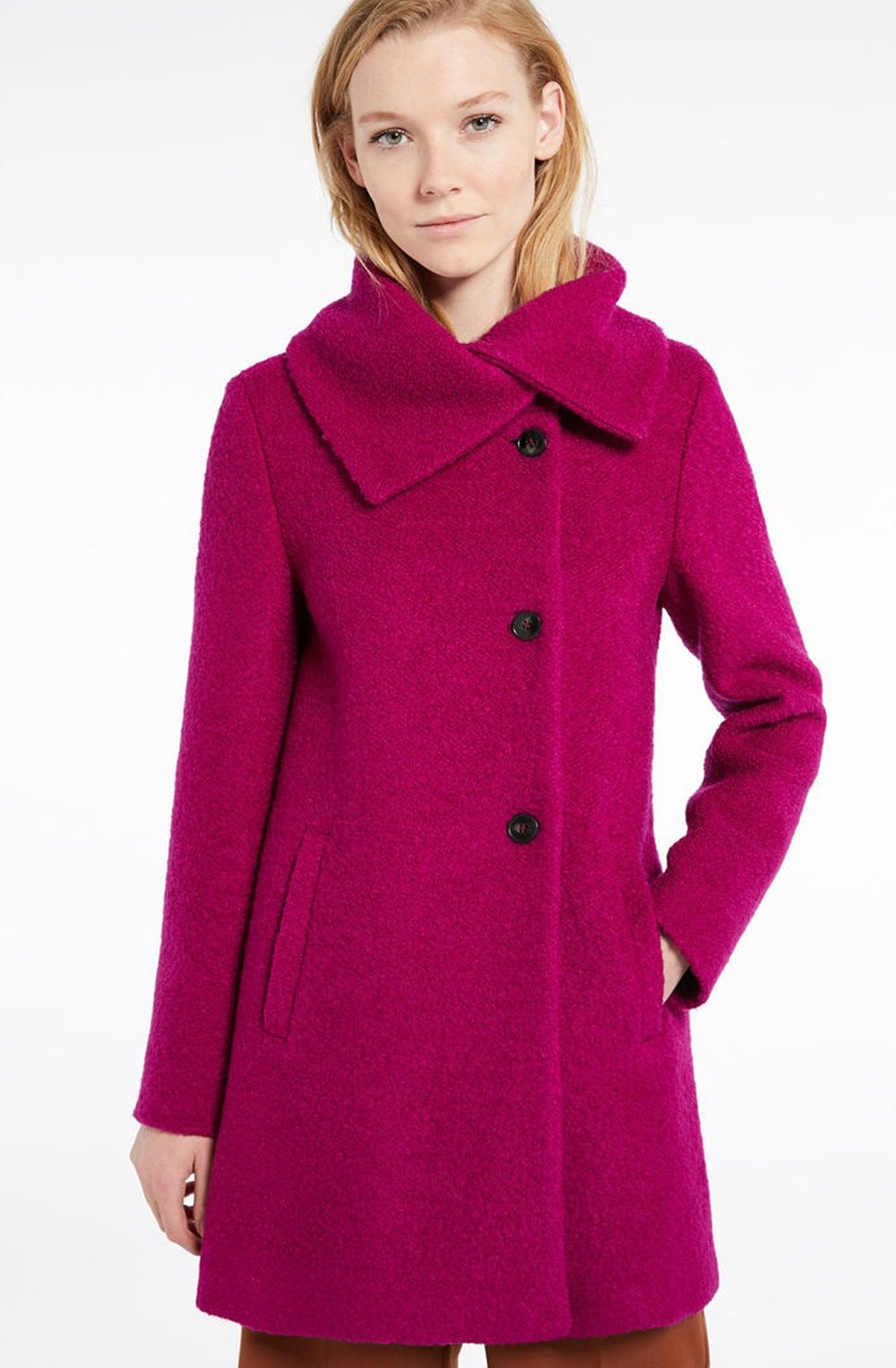 Pink Shawl Collar Coat