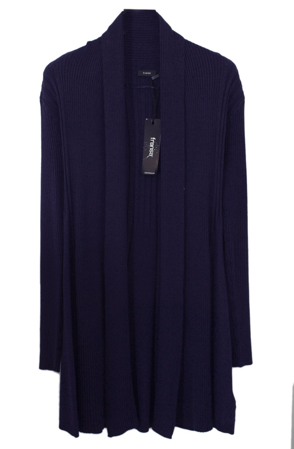 Fine ribbed knit cardigan Navy