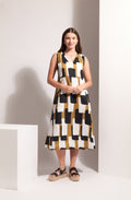 Bold Print Linen Maxi Dress