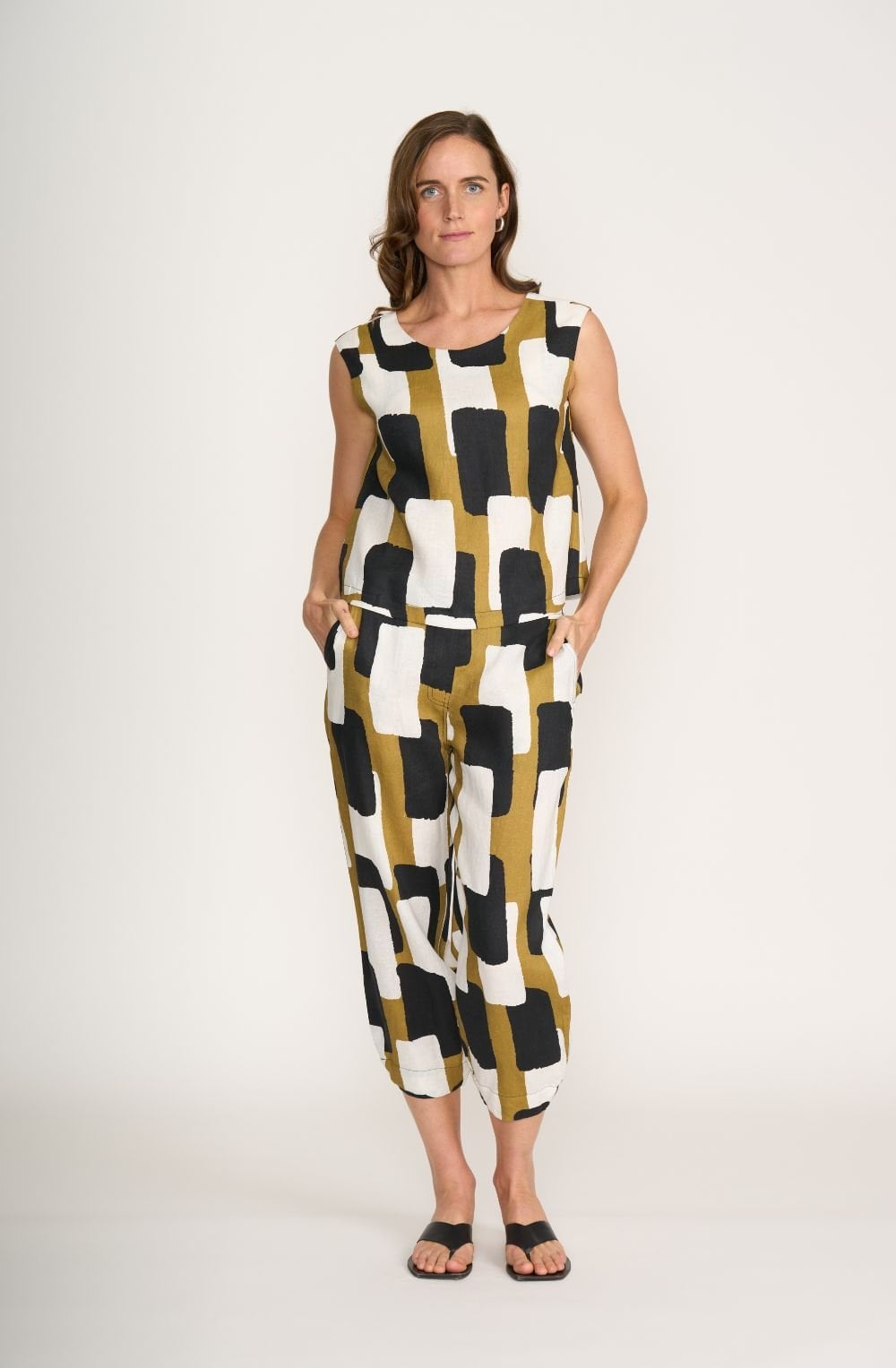 Bold Print Linen Top