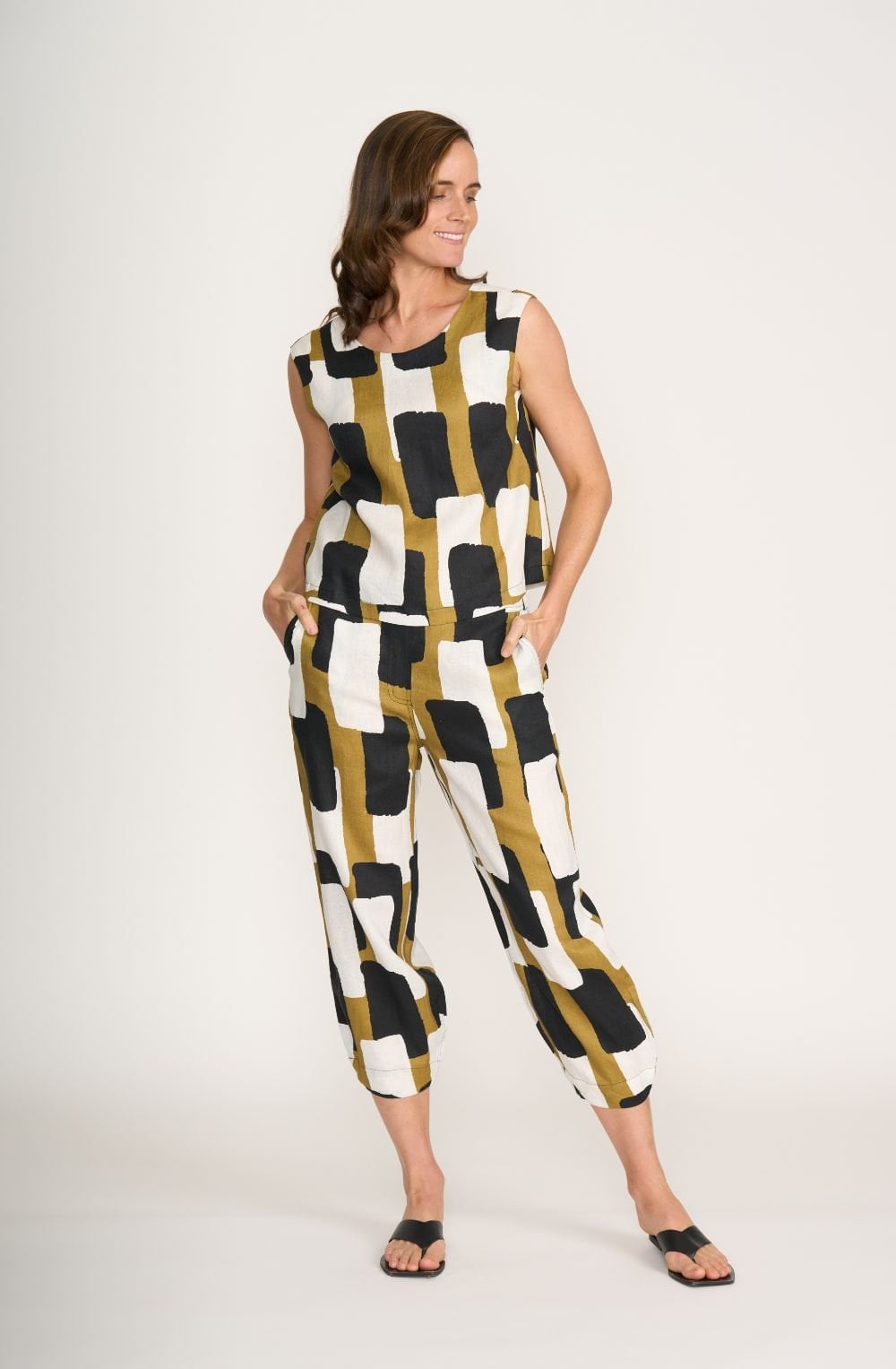 Bold Print Linen Top