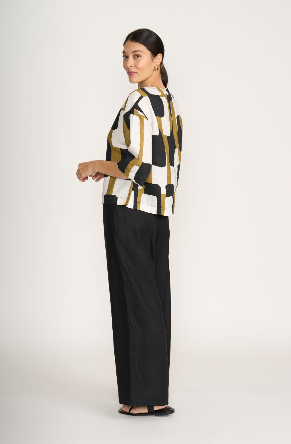 Bold Print Linen Top