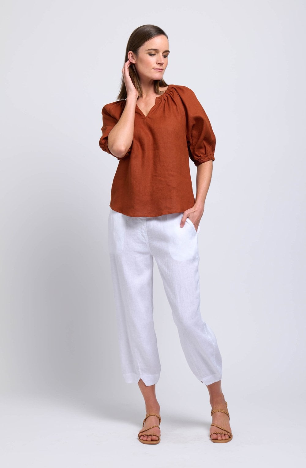 Bombay Turn Up Gypsy Style Linen Blouse