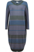 Deep Purple Striped Casual Dress