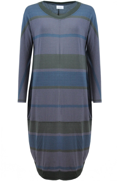 Deep Purple Striped Casual Dress