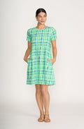 Green Check Print Dress