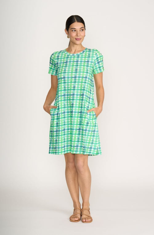Green Check Print Dress