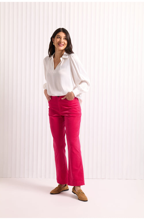 Hot Pink Fancy Pants Velvet Straight Trousers