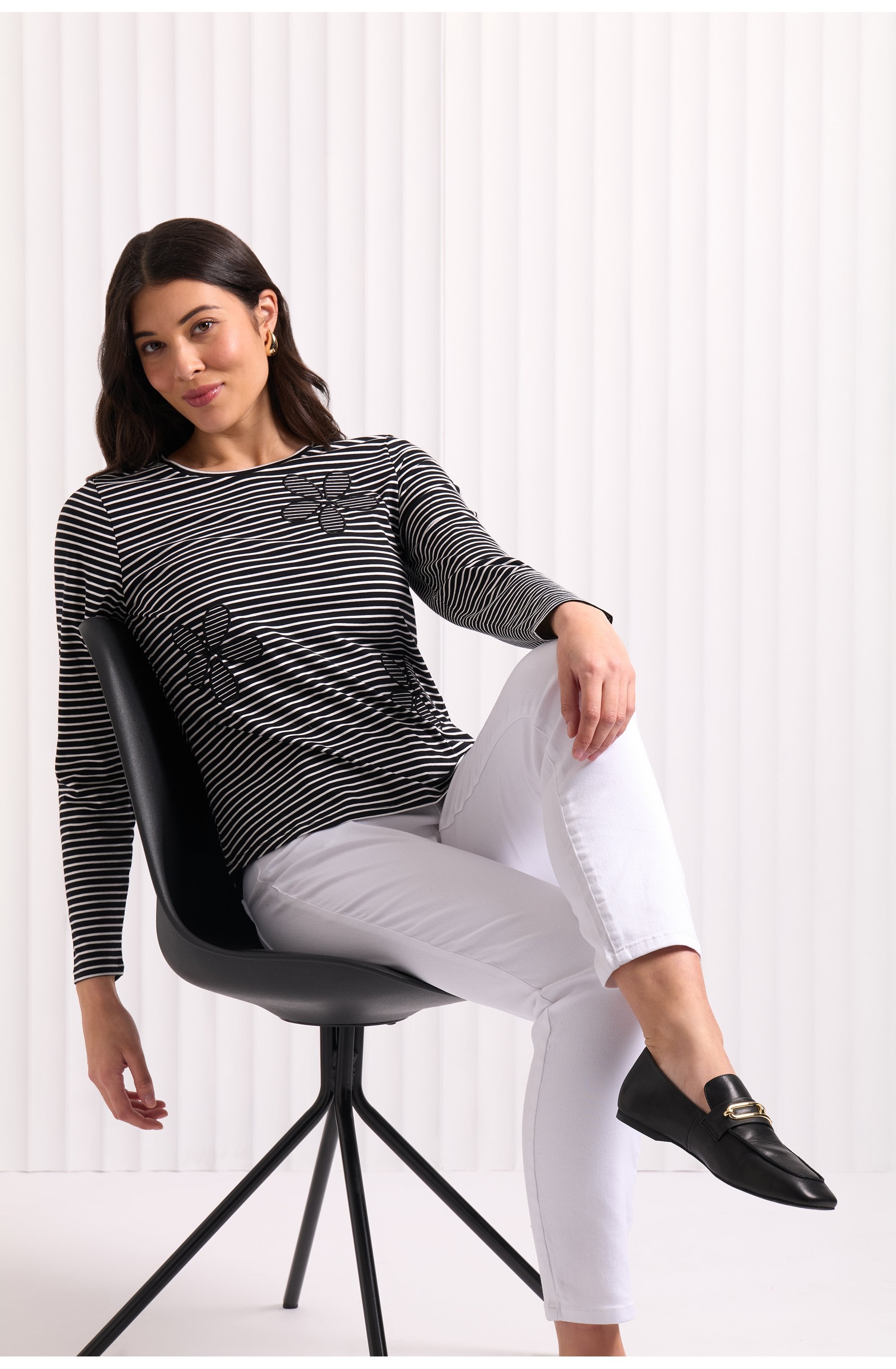 Monochrome Petal Art and Soul Top