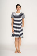 Navy & White Striped Dress