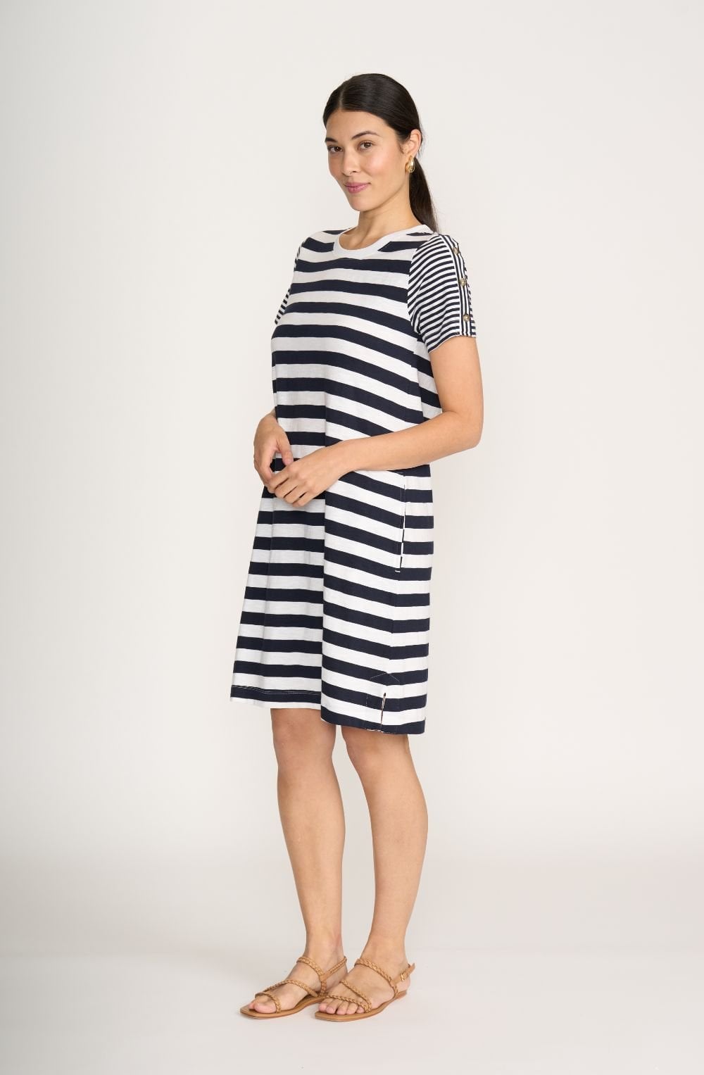 Navy & White Striped Dress