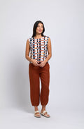 Off Grid Only Natural Back Detail Linen Top