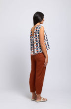 Off Grid Only Natural Back Detail Linen Top