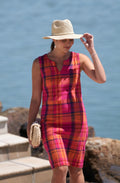 Pink Check Sunsational V Neck Dress