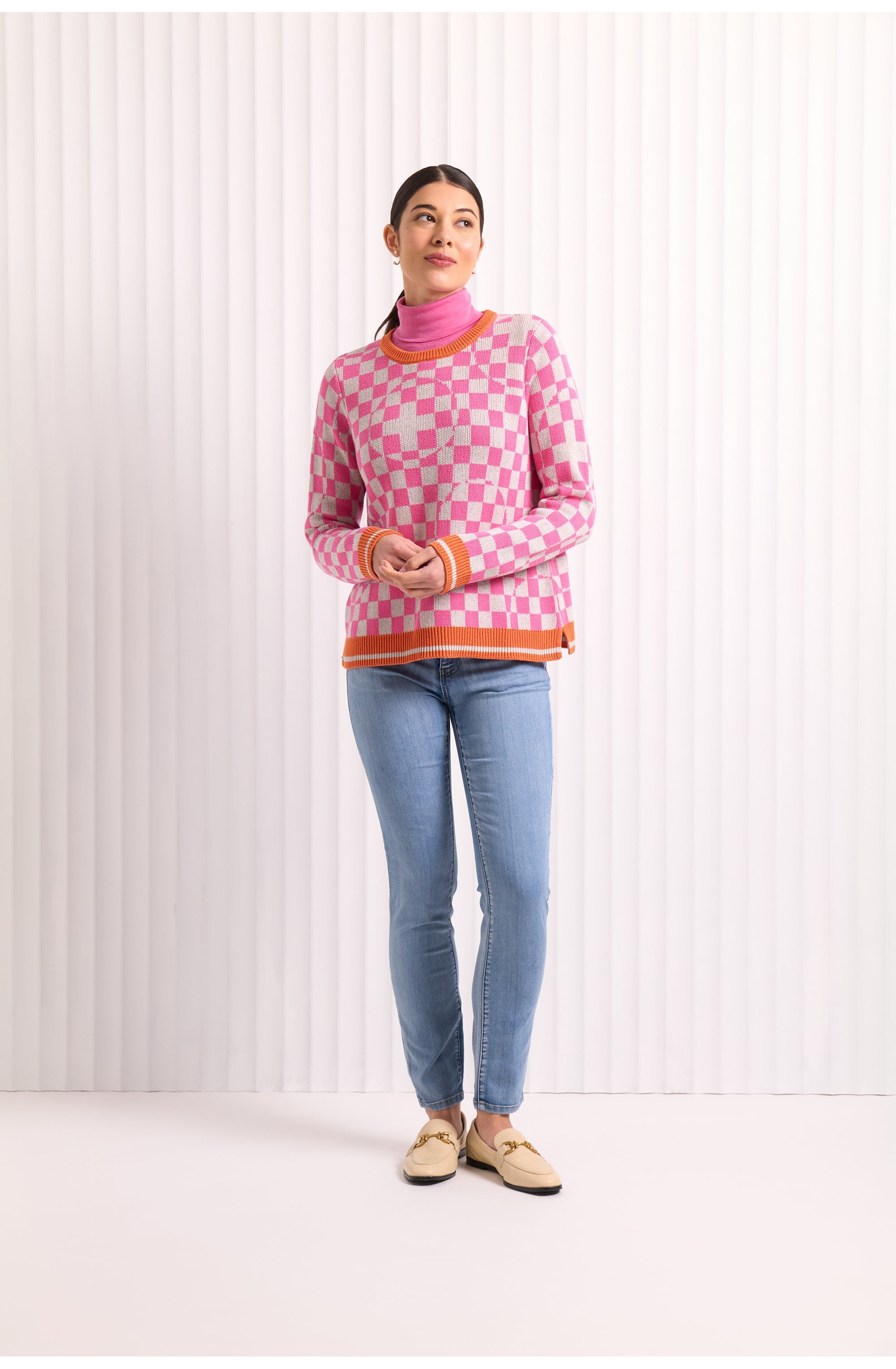 Pink Checker Super Power Sweater