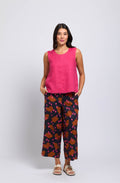 Pink Fringe Benefits Sleeveless Linen Top