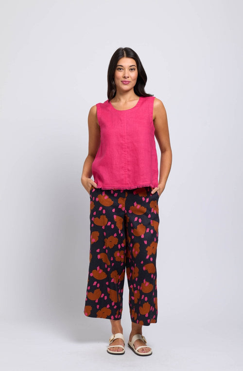 Pink Fringe Benefits Sleeveless Linen Top