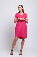 Pink Fringe Festival A Line Linen Dress