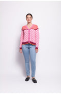 Pink Mix Checkmate Cardigan