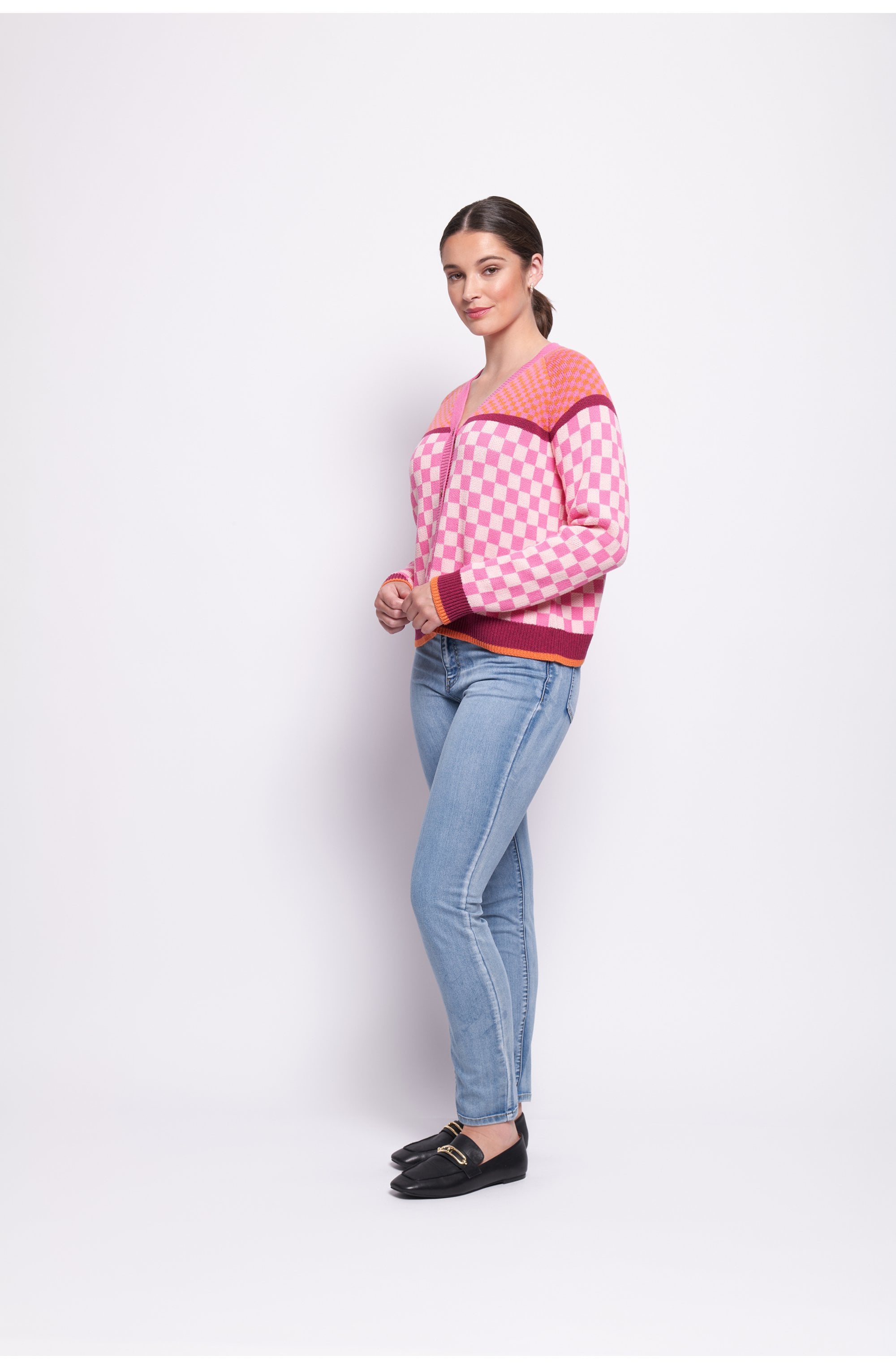 Pink Mix Checkmate Cardigan